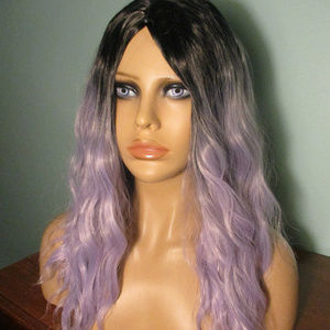 18" light purple & black OMBRE wavy cosplay WIG